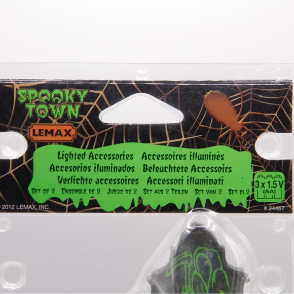 Lemax Spooky Town Halloween Backlit Tombstones Accessories Tested Works Retired - Picture 3 of 15